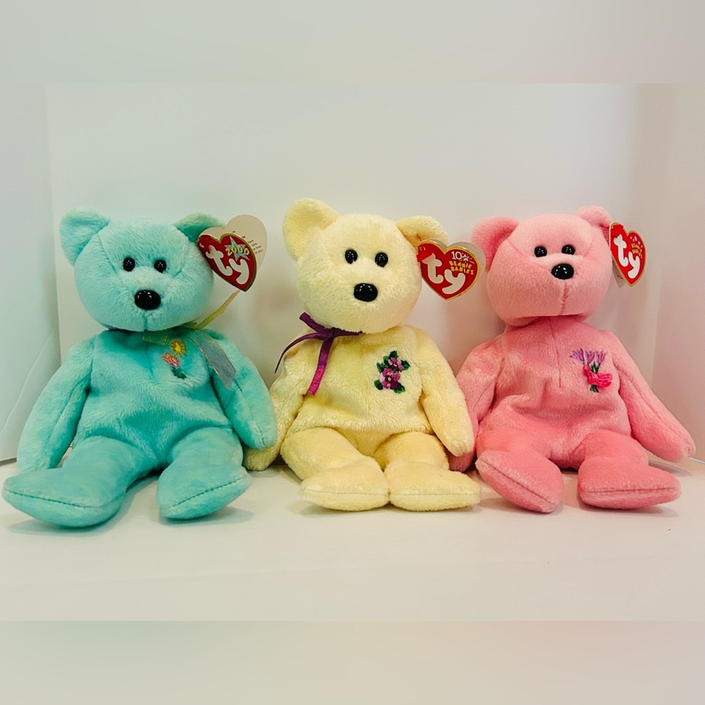 Ty Beanie Babies Collection Mother 2002 Mum 2001 & Ariel 2000